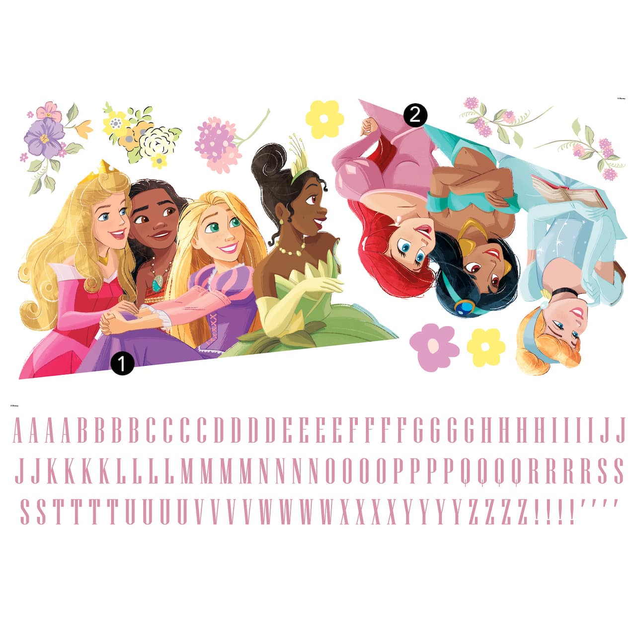 RoomMates Disney Princesses Peel & Stick Giant Wall Decal Set with Alphabet